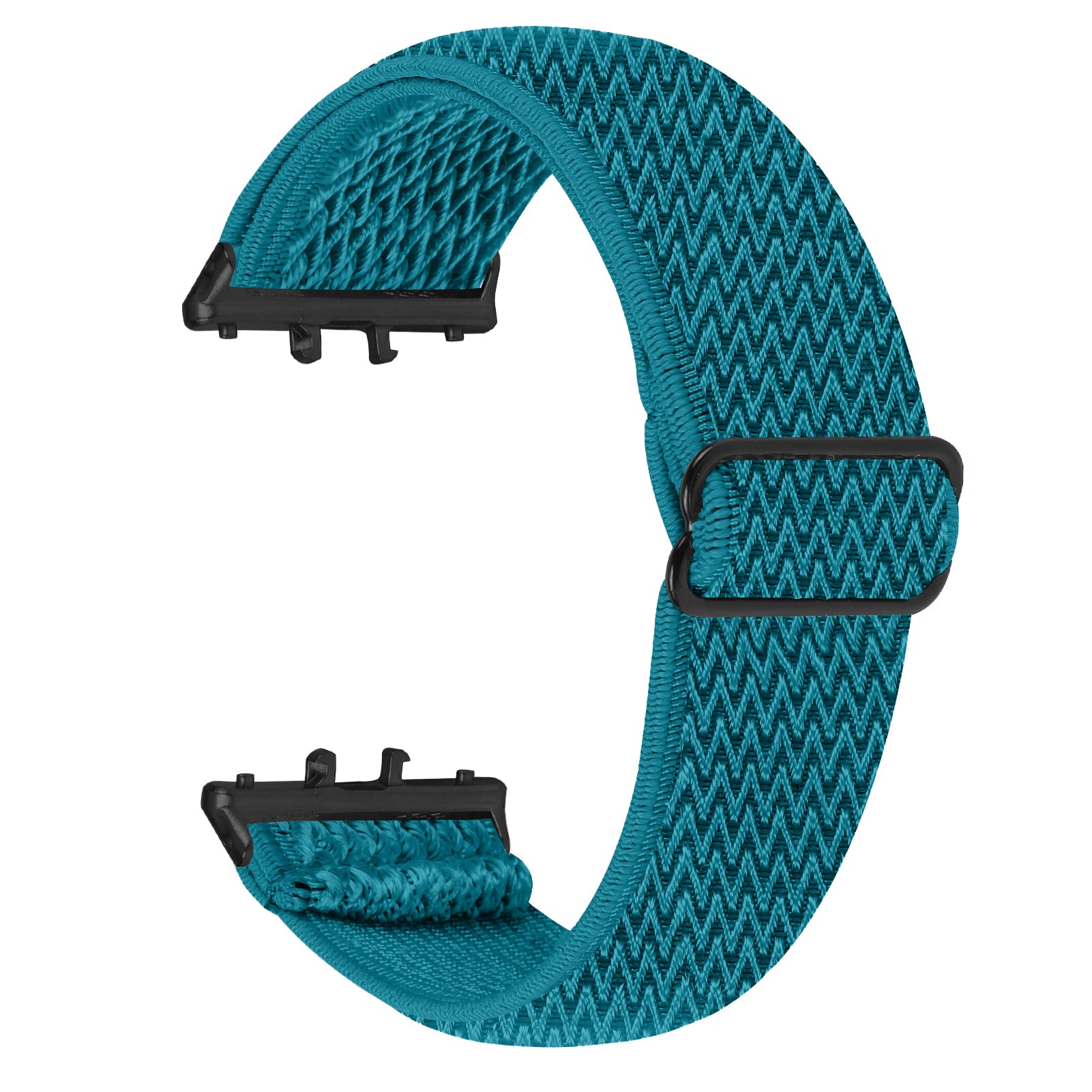 For Samsung Galaxy Fit3 SM-R390 Woven Watch Strap Elastic Wrist Band, Black Connector - White For Samsung Galaxy Fit3 SM-R390 Woven Watch Strap Elastic Wrist Band, Black Connector - White